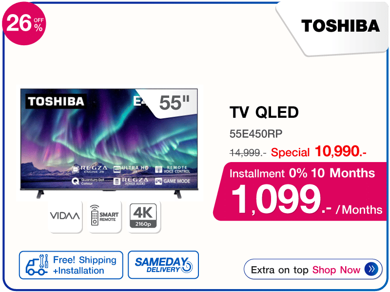 ทีวีคิวแอลอีดี 55 นิ้ว TOSHIBA