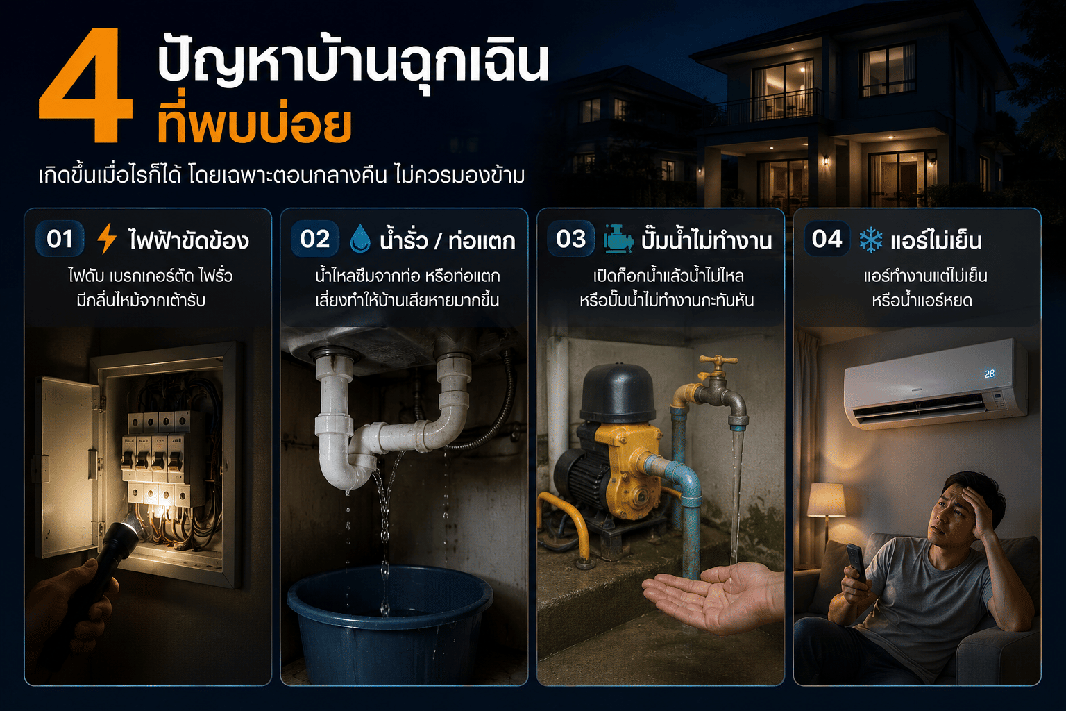 4 ปัญหาบ้านยามฉุกเฉิน