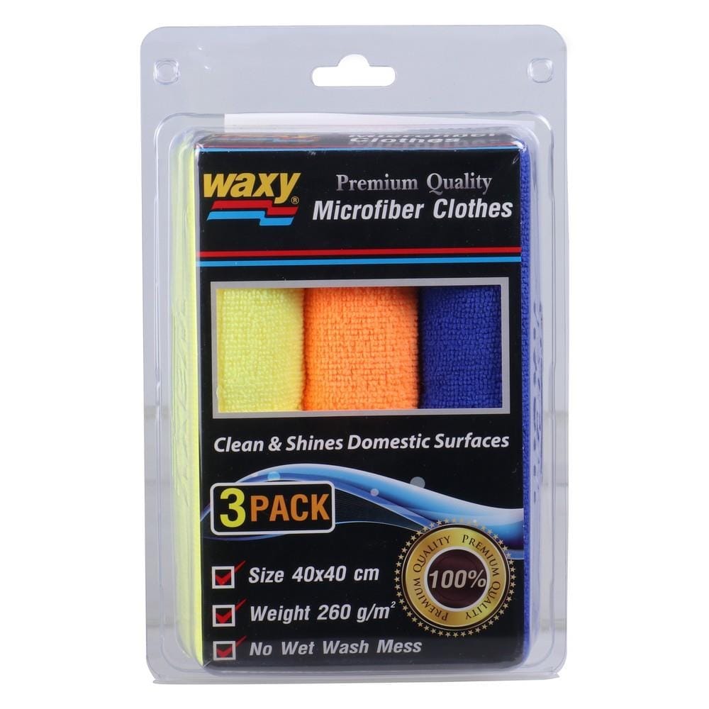 ผ้าไมโครไฟเบอร์เช็ดทำความสะอาดรถยนต์ WAXY 40x40 ซม. หลากสี