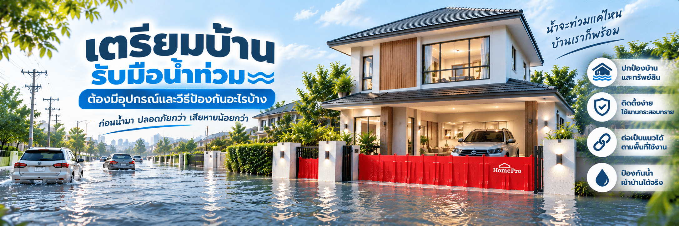 เตรียมบ้านรับมือน้ำท่วม ต้องมีอุปกรณ์และวิธีป้องกันอะไรบ้าง