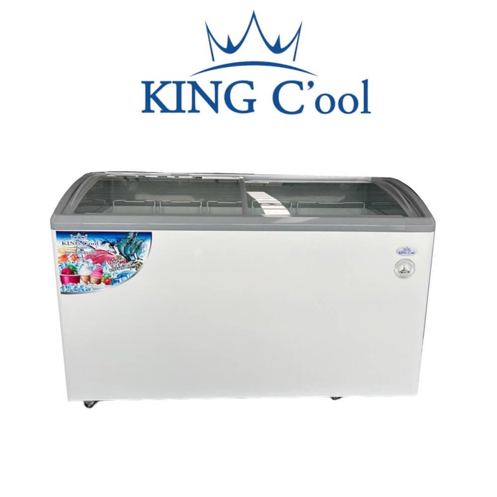 ตู้แช่อาหารสดกระจกโค้ง Kingcool KX-160GAS ความจุ 16 คิว พร้อมถาดสแตนเลส 8 ใบ