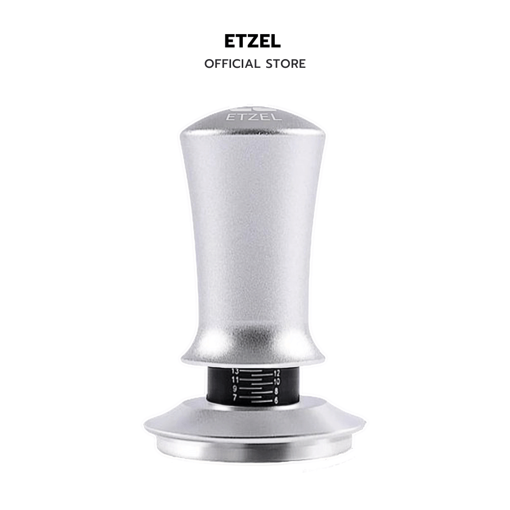 เเทมเปอร์แบบสปริง ETZEL ปรับแรงกดได้ ที่กดกาแฟ ขนาด 58MM สีเงิน
