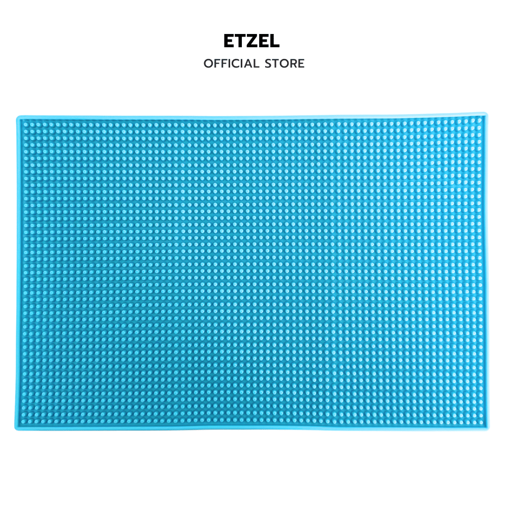  แผ่นรองบาร์ แผ่นยางกันลื่น ETZEL (รุ่นหนาพิเศษ) 45x30 cm สีฟ้า