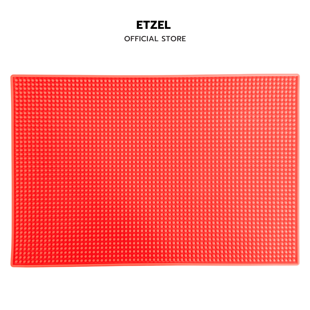  แผ่นรองบาร์ แผ่นยางกันลื่น ETZEL (รุ่นหนาพิเศษ) 45x30 cm สีส้ม