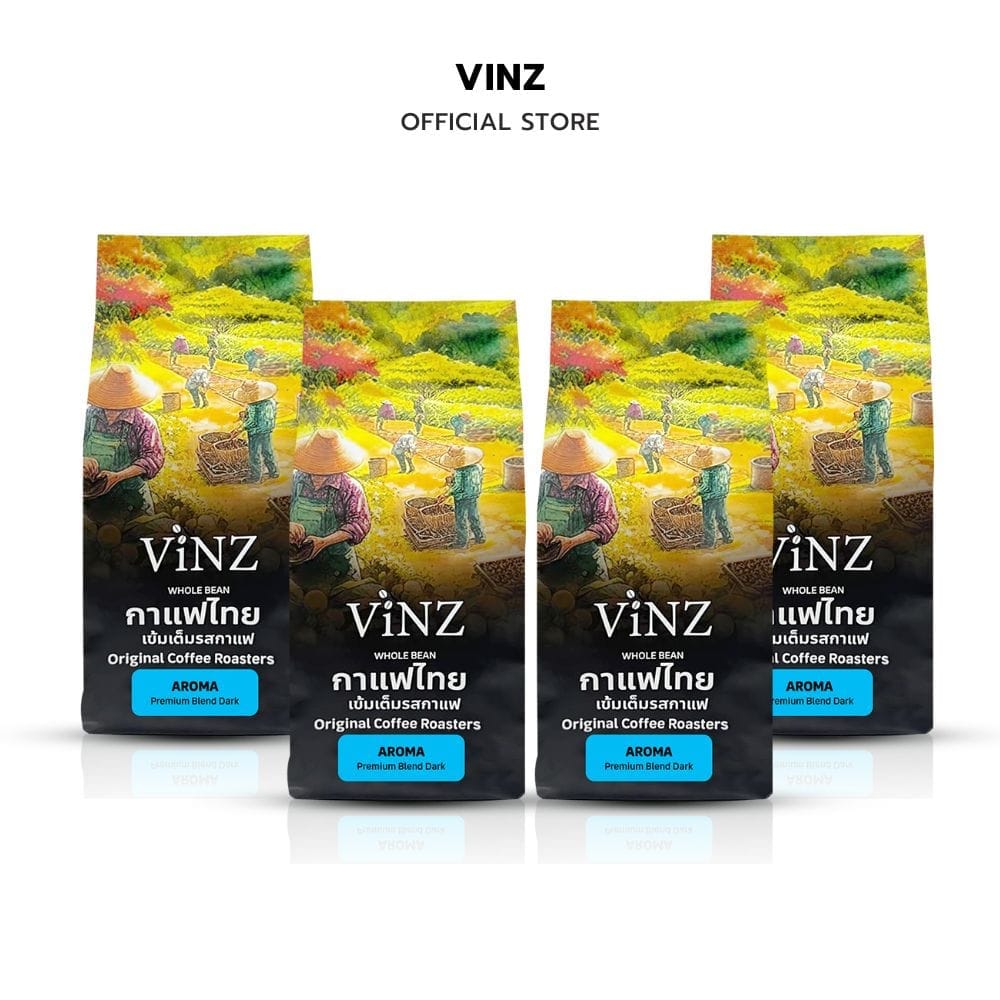 เมล็ดกาแฟคั่วบด ViNZ อโรม่า ดอยช้าง อาราบิก้า ปลอดสารพิษ คั่วเข้ม 4 ถุง (ถุงละ 250 กรัม) 