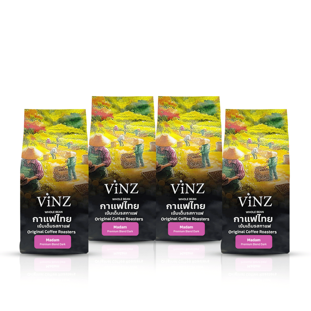 เมล็ดกาแฟ ViNZ ดอยช้าง มาดาม อาราบิก้าเบลนคั่วเข้ม 4 ถุง (ถุงละ 250g)