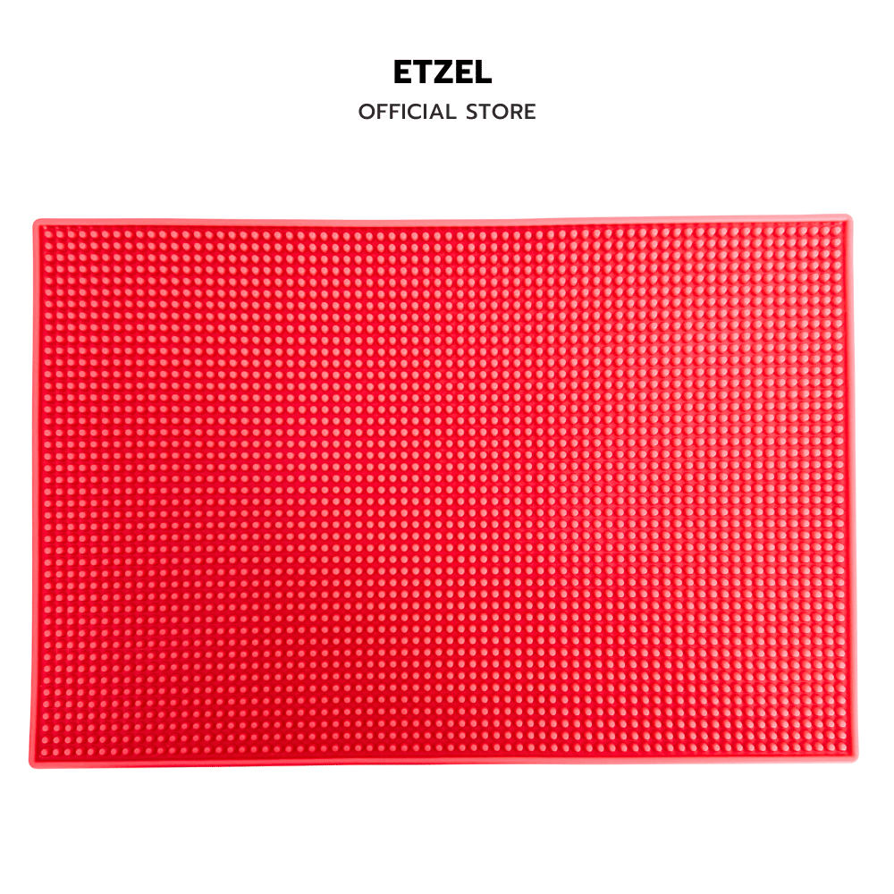 แผ่นรองบาร์ แผ่นยางกันลื่น ETZEL (รุ่นหนาพิเศษ) 45X30 CM สีแดง_0