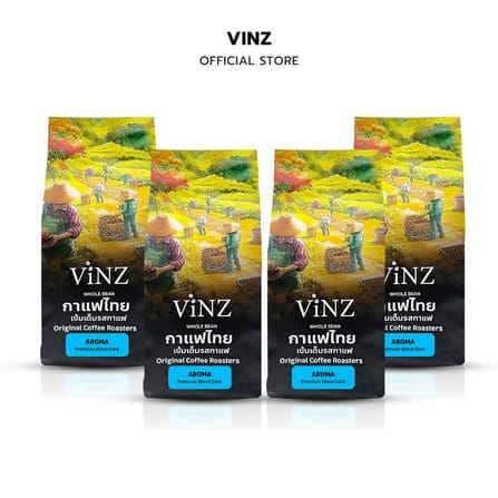 เมล็ดกาแฟคั่วบด ViNZ อโรม่า ดอยช้าง อาราบิก้า ปลอดสารพิษ คั่วเข้ม 4 ถุง (ถุงละ 250 กรัม) _0