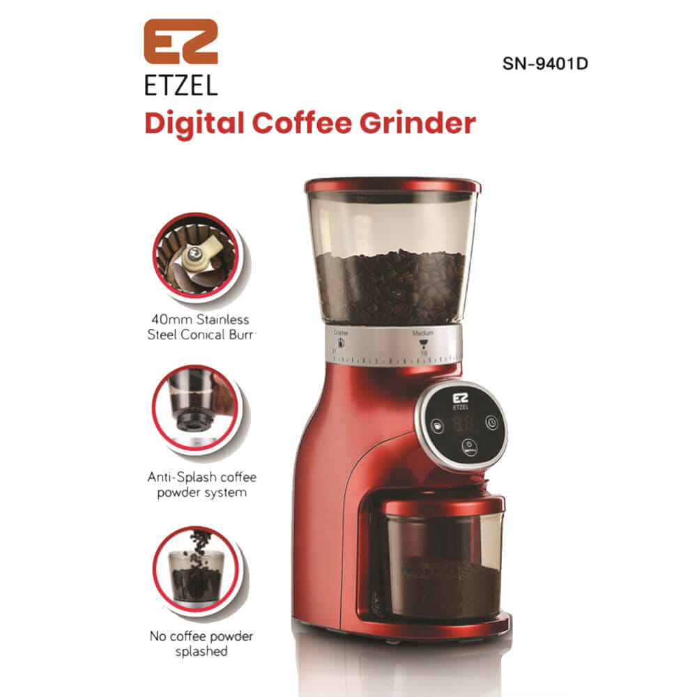 เครื่องบดเมล็ดกาแฟดิจิตัล ETZEL รุ่น SN9401D สแตนเลส Conical burr