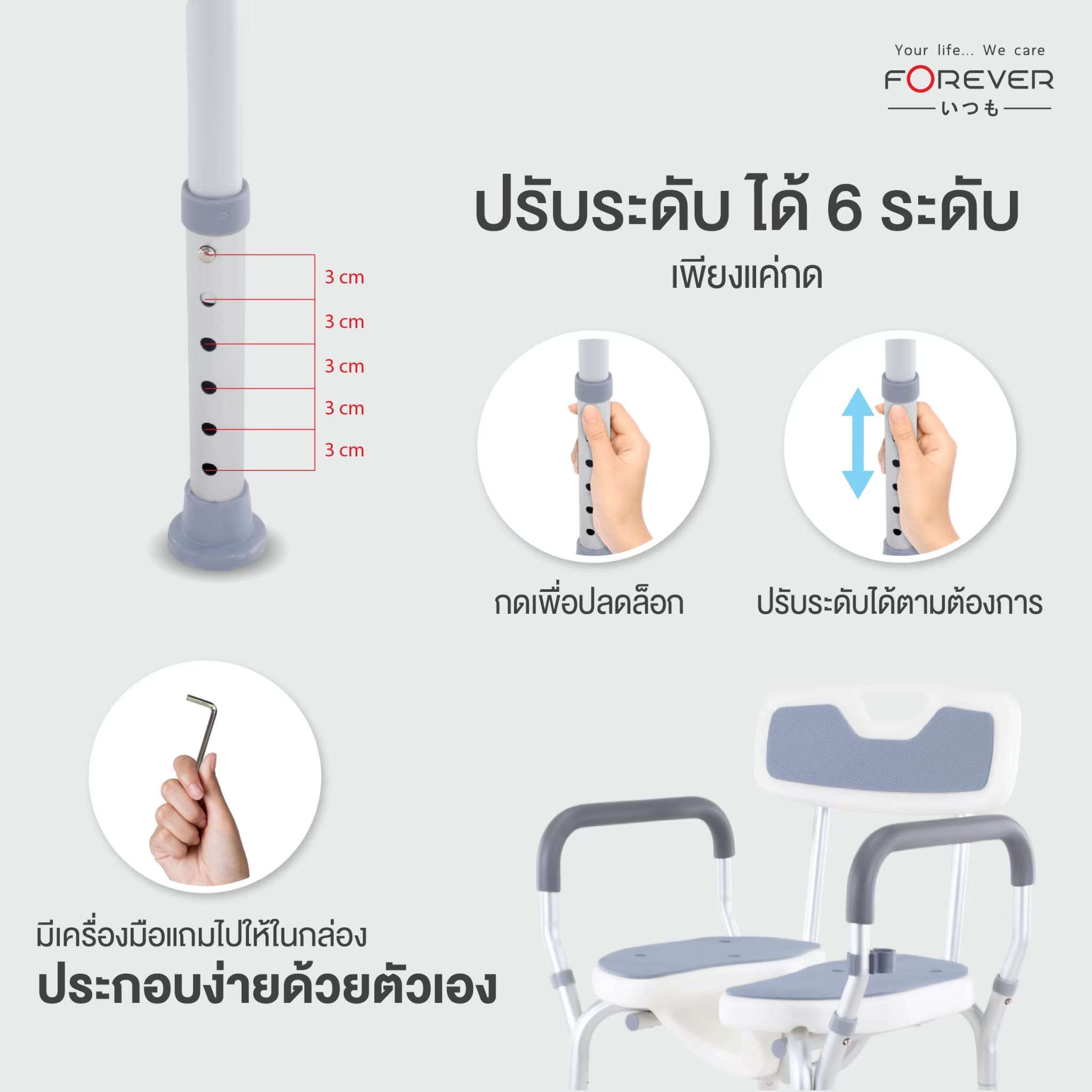 เก้าอี้อาบน้ำมีช่อง FOREVER SHOWER CHAIR_7