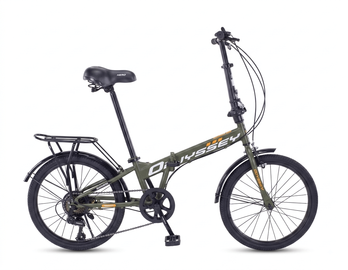 จักรยานพับ HERO รุ่น ODESSY สีเขียวทหาร 7เกียร์ SHIMANO_0