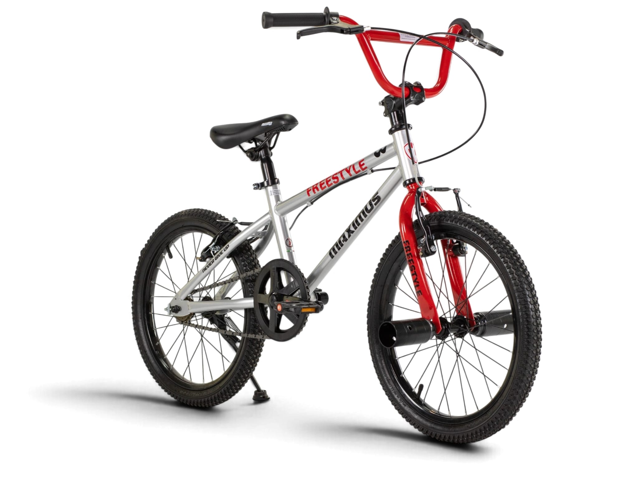 จักรยานวิบาก MAXIMUS รุ่น FREESTYLE สีเงินแดง ล้อ 18นิ้ว
