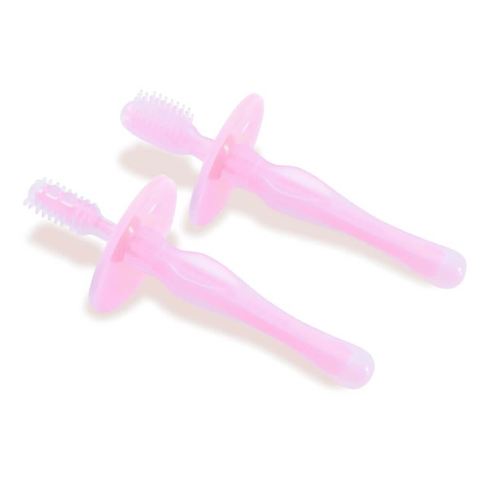 แปรงสีฟันซิลิโคน KUKU DUCKBILL แพ็ค 2 ชิ้น สีชมพู_0