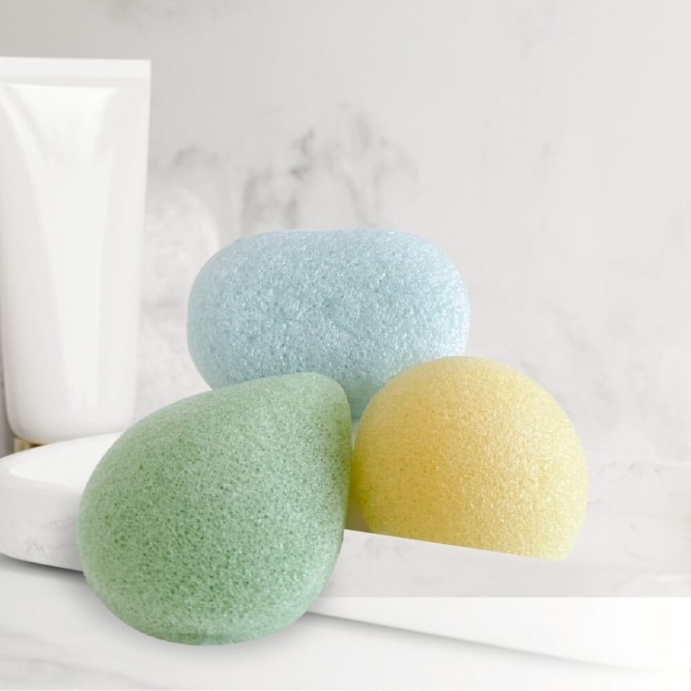 ฟองอาบน้ำใยบุกธรรมชาติแท้ BUBBLE BEANS สีฟ้า แพ็ค 3 ชิ้น_0