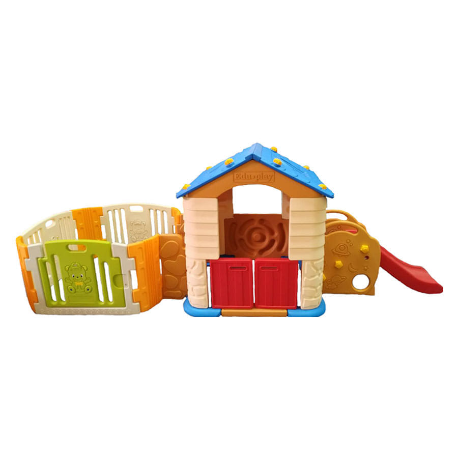 บ้านเด็กเล่นพร้อมสไลเดอร์ต่อคอกกั้นเด็ก รุ่น Play House Slide + Baby Room Eduplay