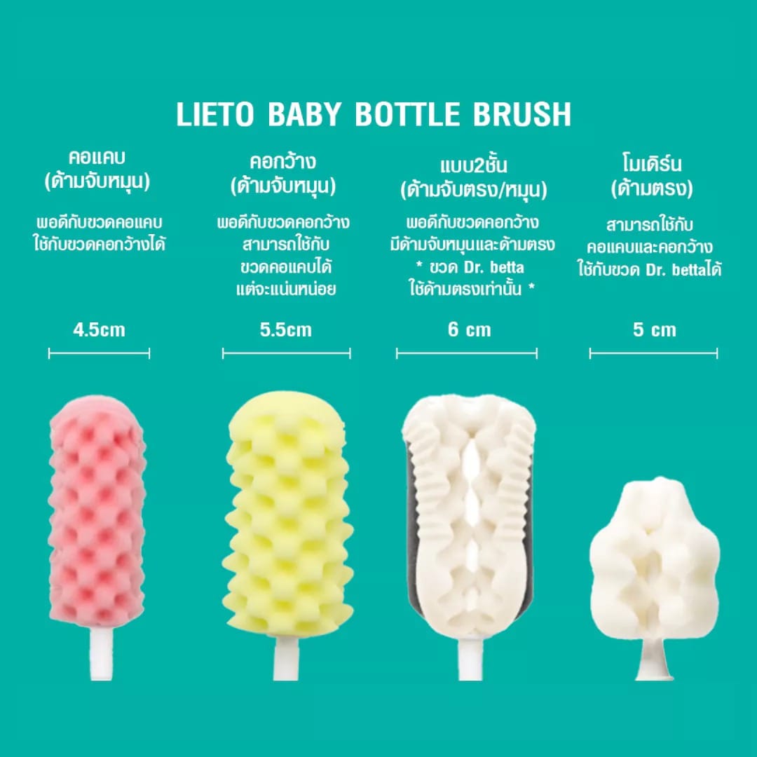 ชุดแปรงล้างขวดนม LIETO คอกว้าง แพ็ค 3 สีชมพู_6