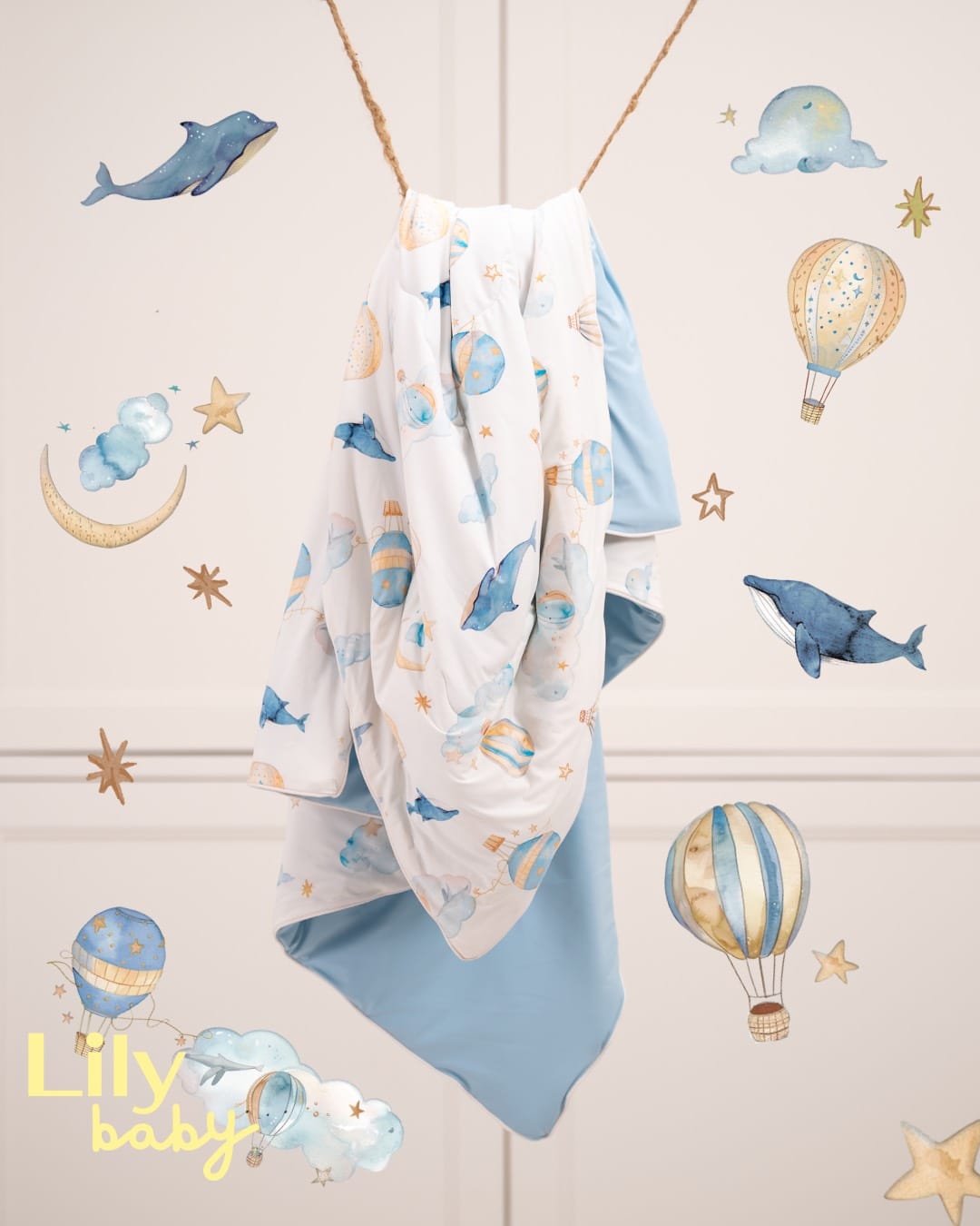 ผ้าห่มสำหรับเด็ก LILY BABY วาฬสีนํ้าเงิน_8