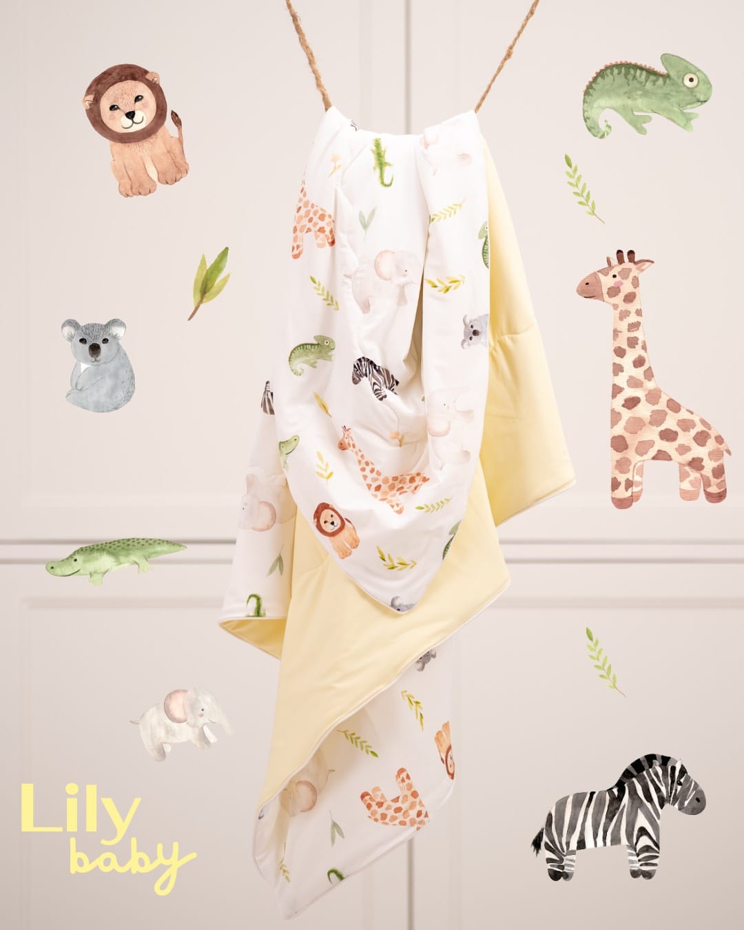 ผ้าห่มสำหรับเด็ก LILY BABY สัตว์ป่าสีเหลือง_8
