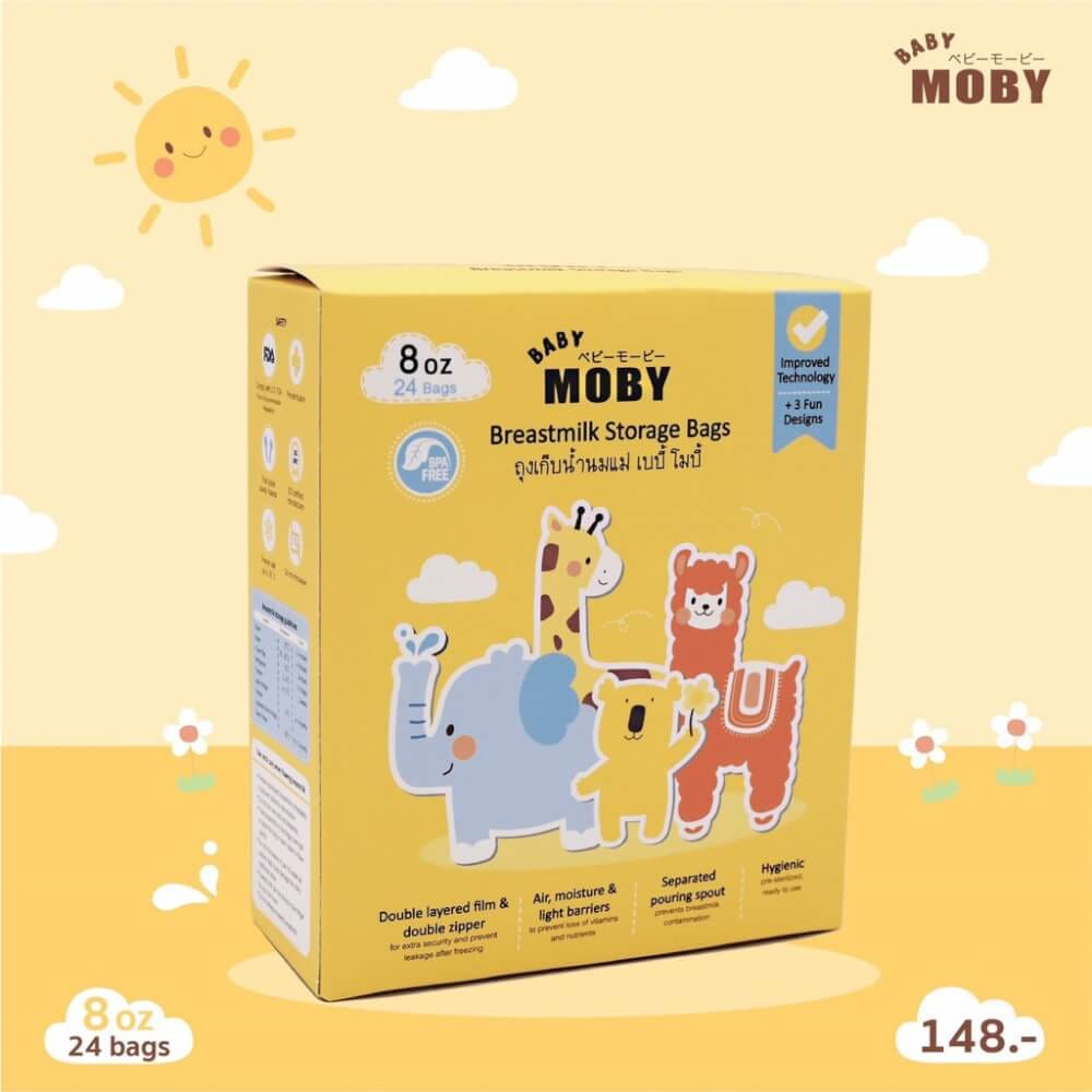 ถุงเก็บน้ำนมแม่ 8 ออนซ์ 24 ถุง BABY MOBY