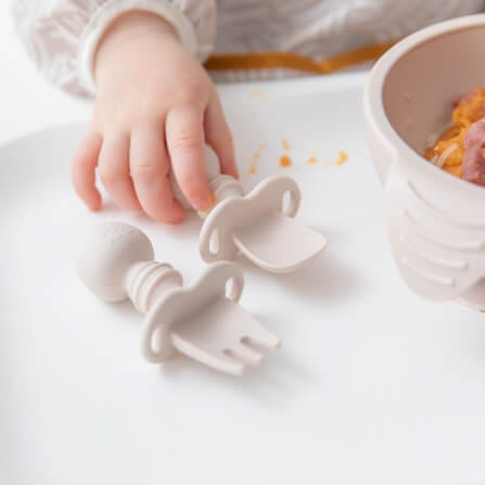ช้อนส้อมซิลิโคนสำหรับเด็ก  4m+ Bumkins Chewtensils Marble		 		 		_2