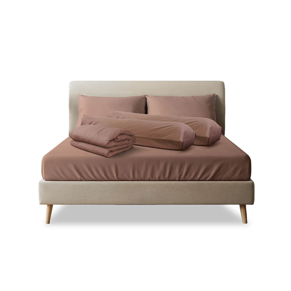 ชุดผ้าปูที่นอน 3.5 ฟุต 4 ชิ้น SLEEPHAPPY รุ่น Cloud soft bed sheet Set C (รวมผ้านวม) สีน้ำตาล
