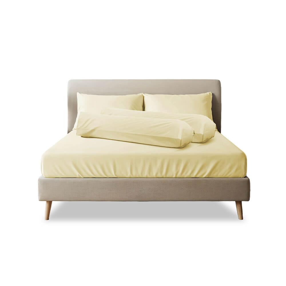 ชุดผ้าปูที่นอน 6 ฟุต 5 ชิ้น SLEEPHAPPY รุ่น Cloud soft bed sheet Set B สีเหลืองอ่อน_0