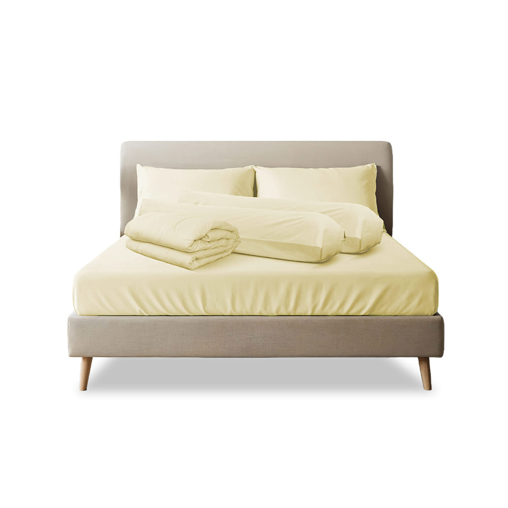 ชุดผ้าปูที่นอน 6 ฟุต 6 ชิ้น SLEEPHAPPY รุ่น CLOUD SOFT BED SHEET SET C (รวมผ้านวม) สีเหลืองอ่อน_9