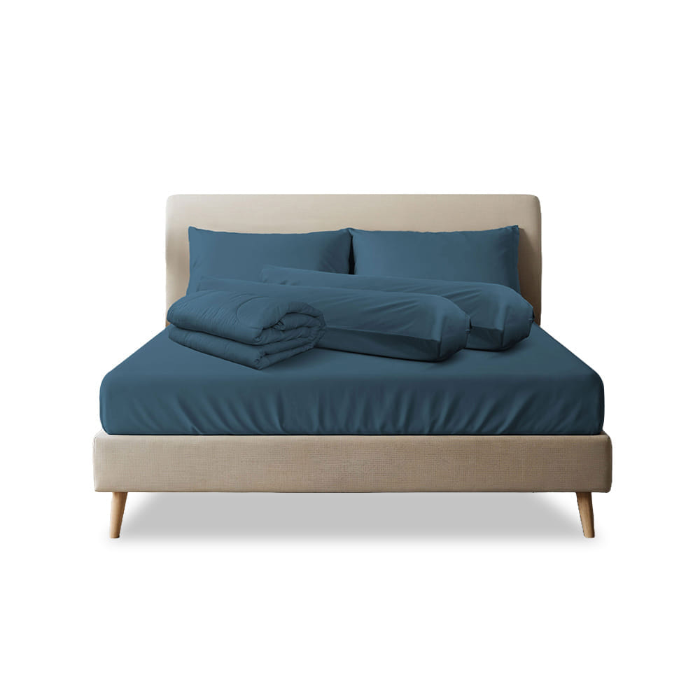 ชุดผ้าปูที่นอน 5 ฟุต 6 ชิ้น SLEEPHAPPY รุ่น CLOUD SOFT BED SHEET SET C (รวมผ้านวม) สีน้ำเงิน_9