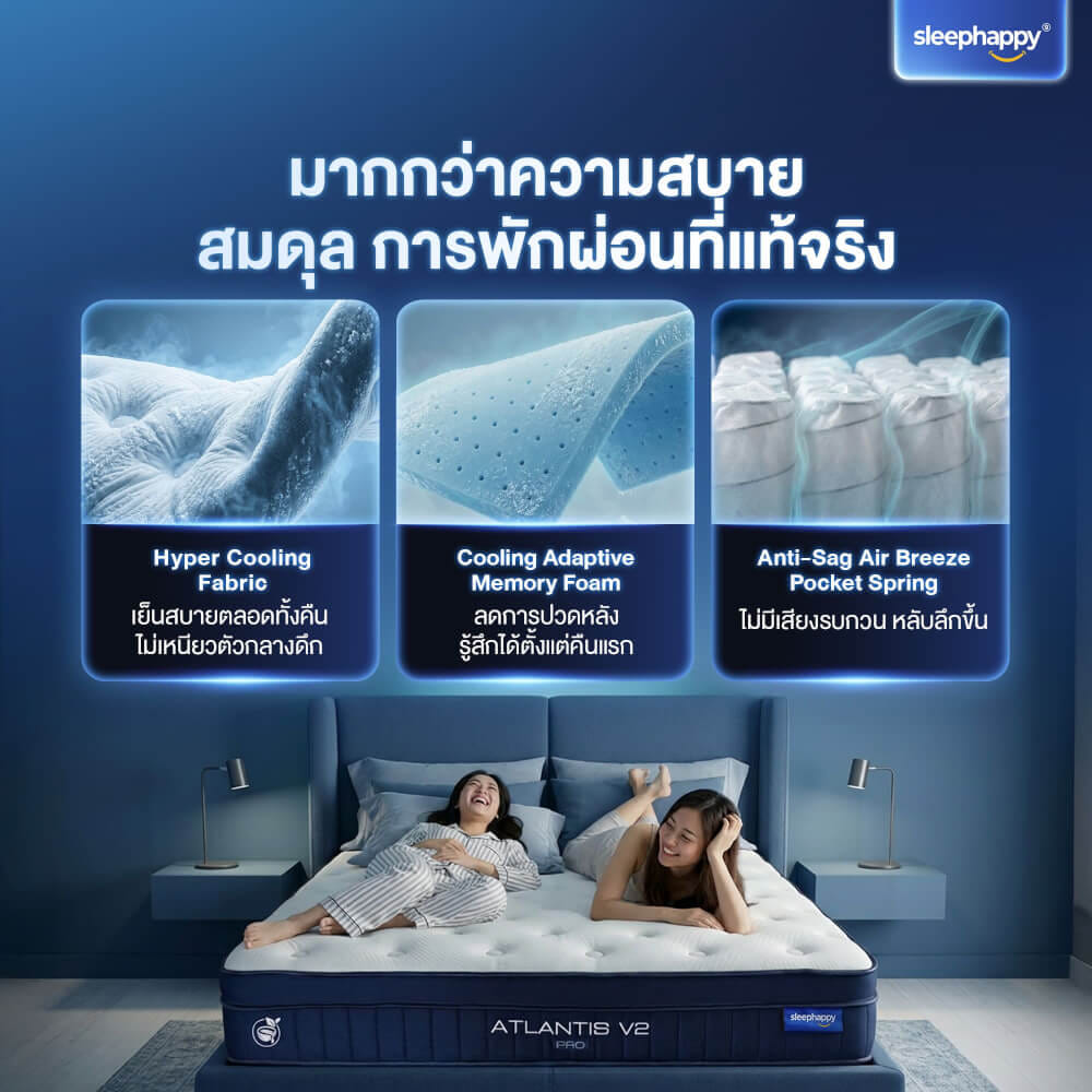ที่นอนพ็อกเก็ตสปริง 6 ฟุต SLEEPHAPPY ATLANTIS V2 PRO หนา 11 นิ้ว_3