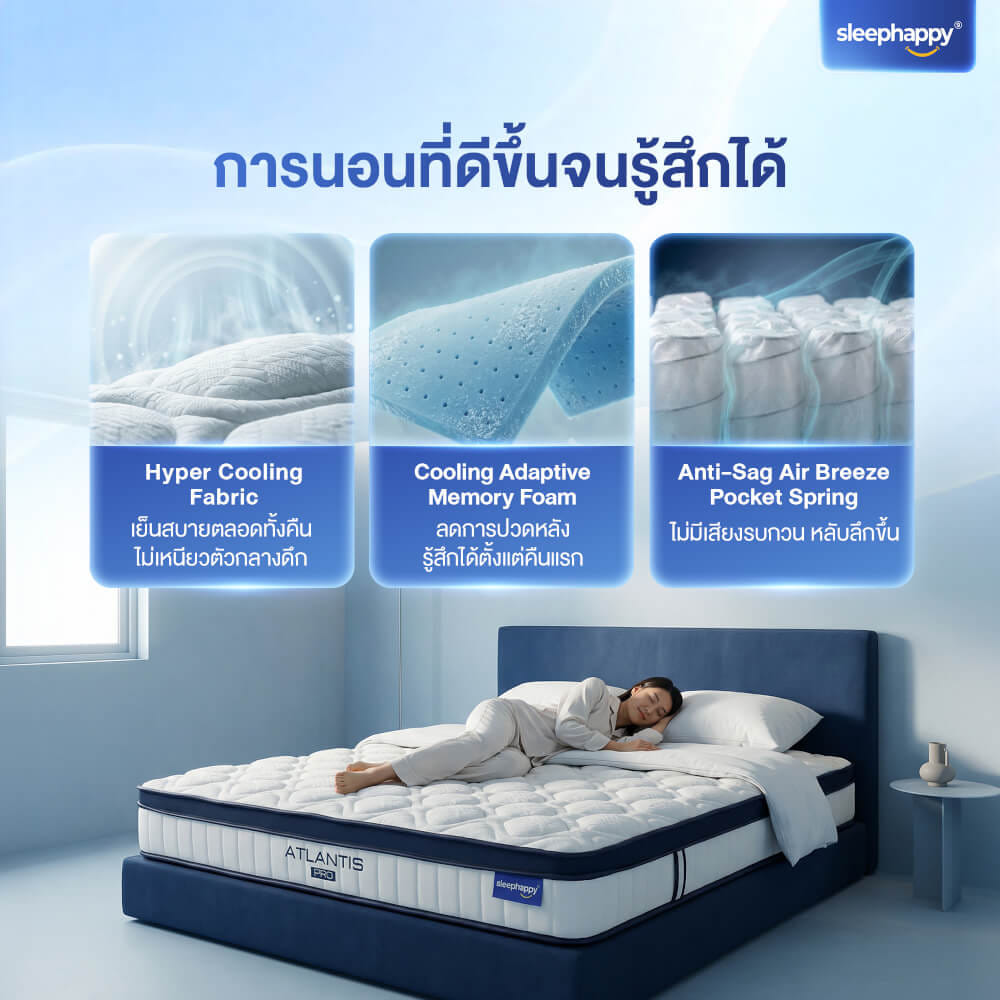ที่นอนพ็อกเก็ตสปริง 6 ฟุต SLEEPHAPPY ATLANTIS PRO หนา 10 นิ้ว_3