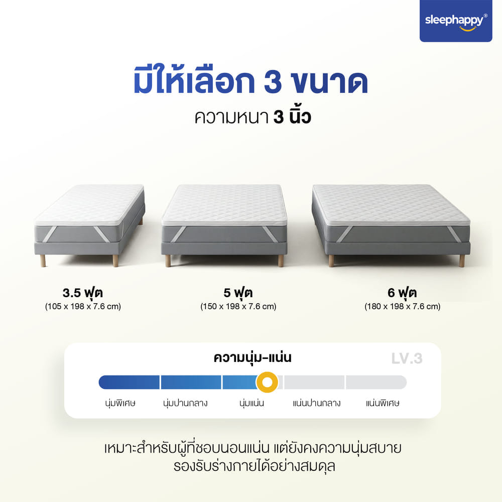 แผ่นรองนอน 5 ฟุต SLEEPHAPPY XTRAFIRM LATEX