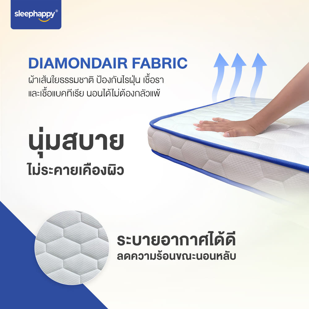 ที่นอน 3 พับ 5 ฟุต SLEEPHAPPY 3 FOLD LATEX TOPPER