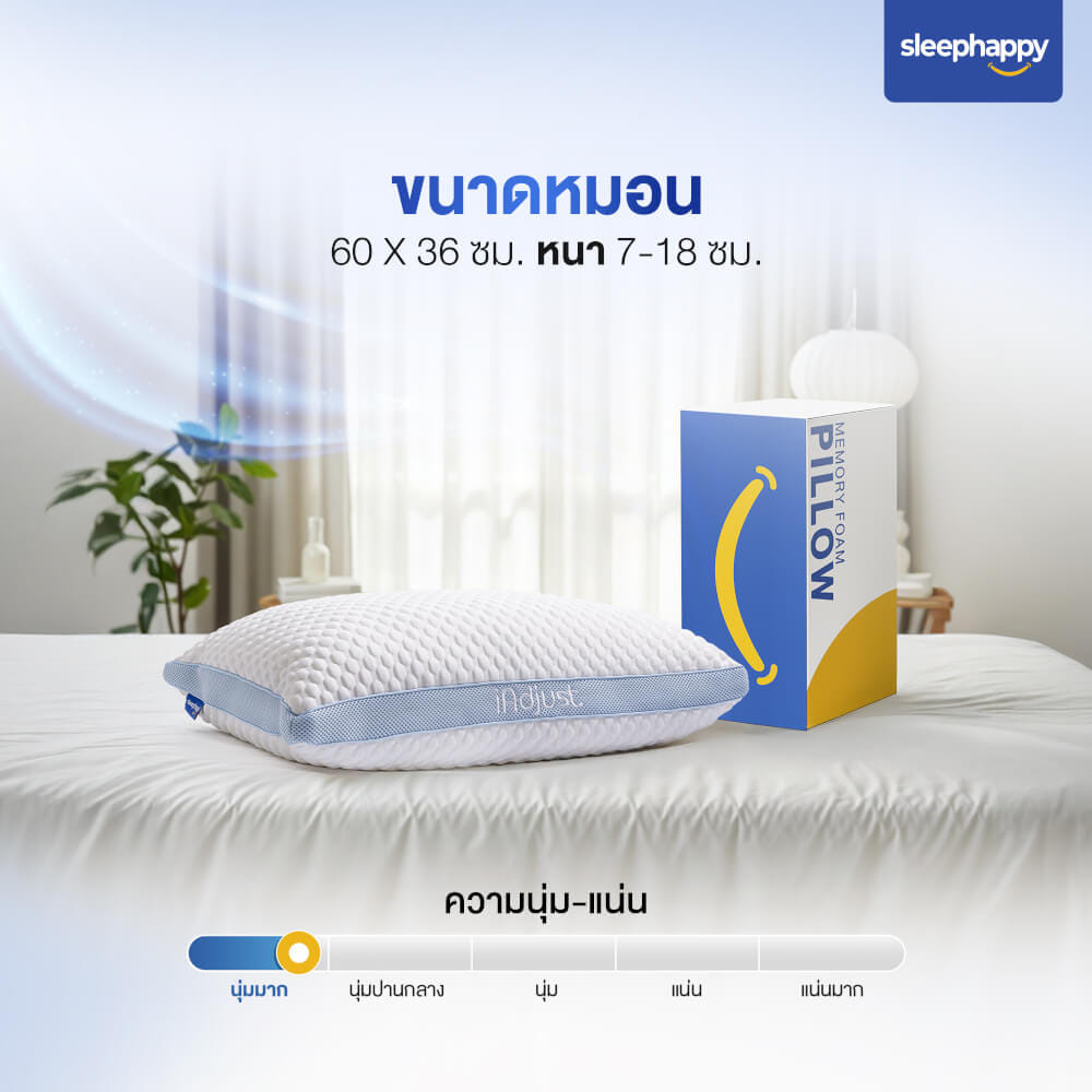 หมอนสุขภาพปรับความสูง-ต่ำได้ SLEEPHAPPY รุ่น IADJUST PILLOW