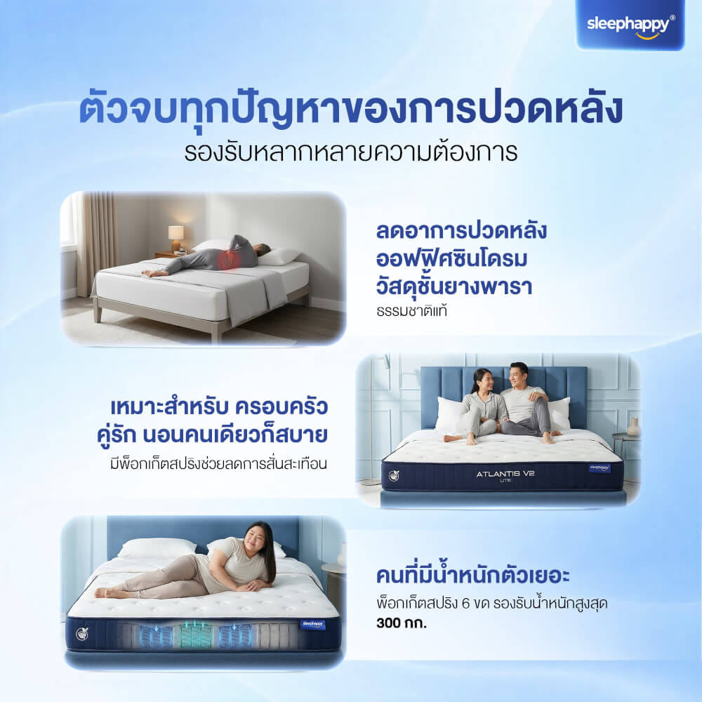 ที่นอนพ็อกเก็ตสปริง 5 ฟุต SLEEPHAPPY ATLANTIS V2 LITE หนา 8 นิ้ว_8