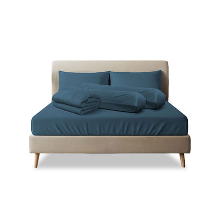 ชุดผ้าปูที่นอน 5 ฟุต 6 ชิ้น SLEEPHAPPY รุ่น CLOUD SOFT BED SHEET SET C (รวมผ้านวม) สีน้ำเงิน_0