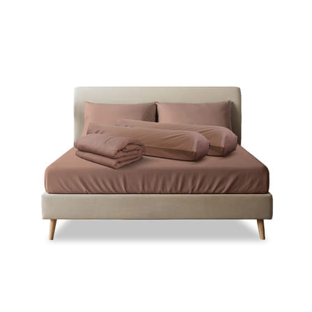 ชุดผ้าปูที่นอน 5 ฟุต 6 ชิ้น SLEEPHAPPY รุ่น CLOUD SOFT BED SHEET SET C (รวมผ้านวม) สีน้ำตาล_0