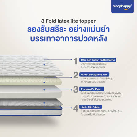 ที่นอน 3 พับ 3 ฟุต SLEEPHAPPY 3 FOLD LATEX LITE_2