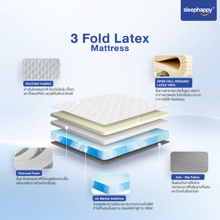 ที่นอน 3 พับ 6 ฟุต SLEEPHAPPY 3 FOLD LATEX TOPPER_3