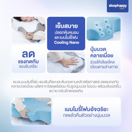 หมอนเมมโมรี่โฟมสุขภาพ SLEEPHAPPY รุ่น BUTTERFLY PILLOW_6
