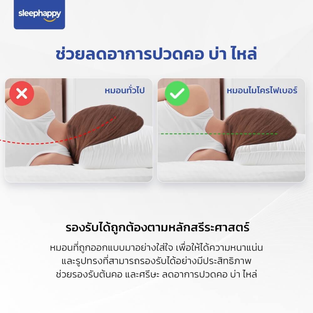 หมอนหนุน SLEEPHAPPY MICROFIBER PILLOW 1500 กรัม