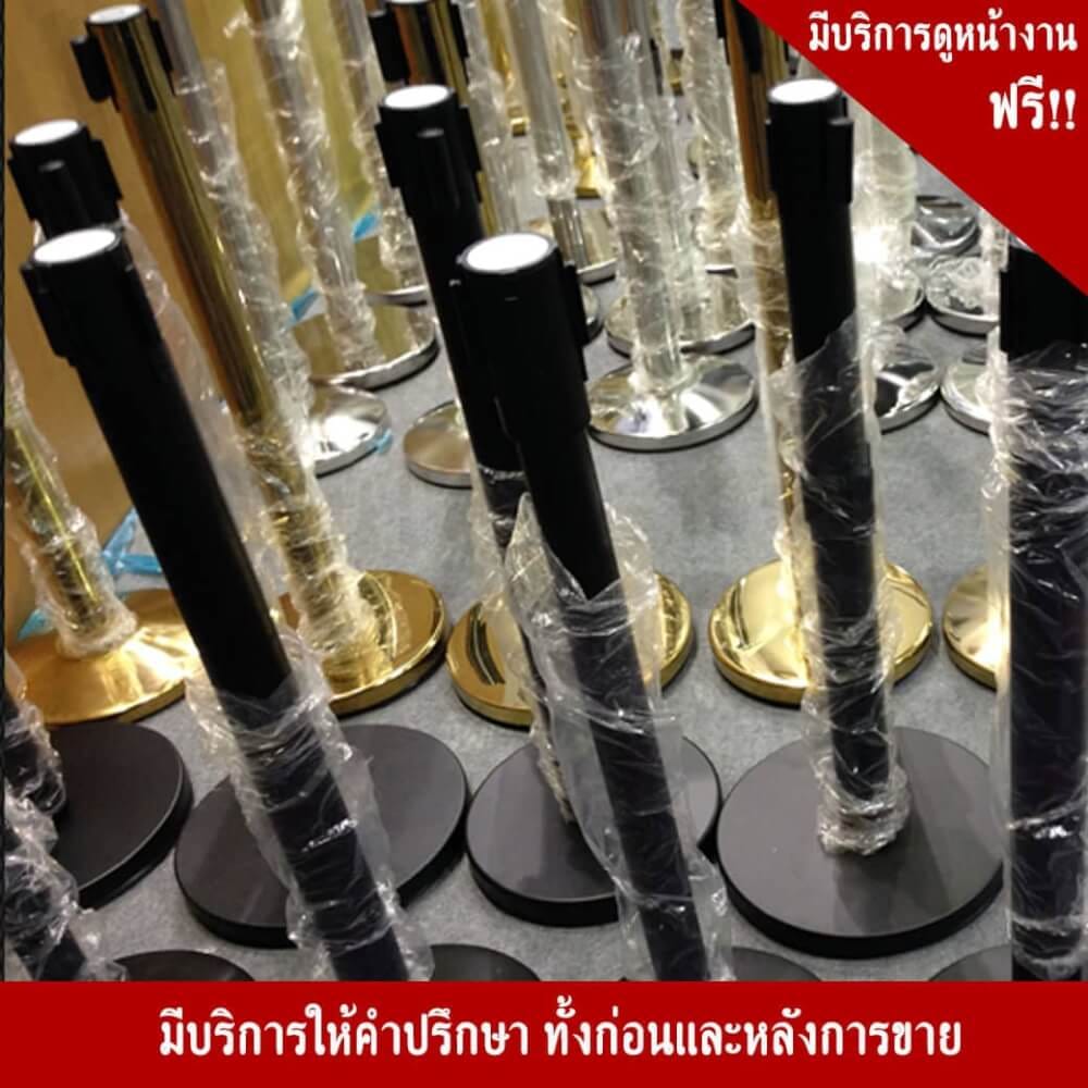 เสากั้นทางเดินสแตนเลส ไทยจราจร ความสูง 90 ซม. ชนิดสายดึงกลับอัตโนมัติ สายยาว 2 เมตร สีดำ (ราคาต่อต้น)_3