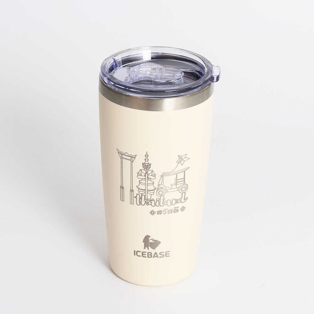 แก้วเก็บความเย็น ICEBASE รุ่น VLS-701BE (THAI SIGNATURE) ขนาด 600 มิลลิลิตร สีเบจ