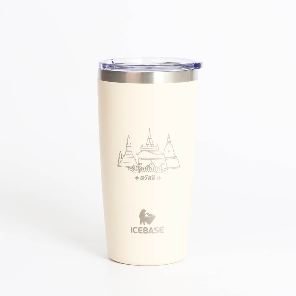 แก้วเก็บความเย็น ICEBASE รุ่น VLS-702BE (THAI CULTURE) ขนาด 600 มิลลิลิตร สีเบจ