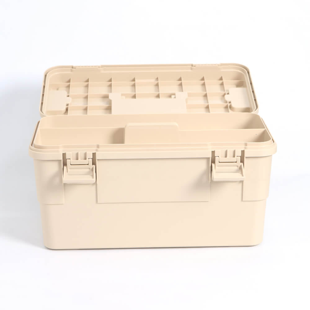 กล่องอเนกประสงค์พร้อมถาดใส่ของ ICEBASE รุ่น XC-003BE (SOLO) ขนาด 15 ลิตร สีเบจ_5