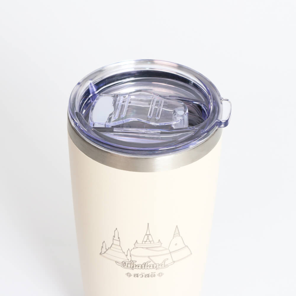แก้วเก็บความเย็น ICEBASE รุ่น VLS-702BE (THAI CULTURE) ขนาด 600 มิลลิลิตร สีเบจ