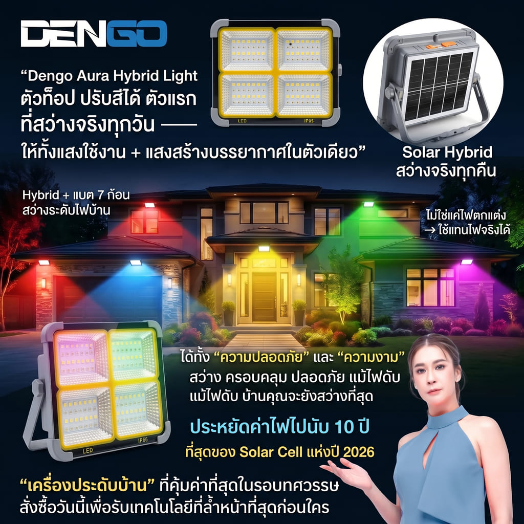 ไฟสนาม SOLAR DENGO AURA HYBRID LIGHT