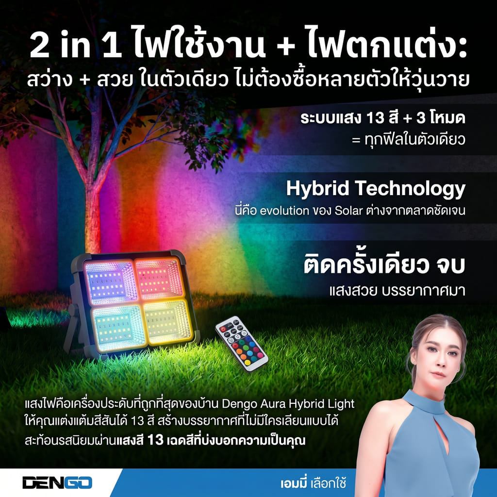ไฟสนาม SOLAR DENGO AURA HYBRID LIGHT