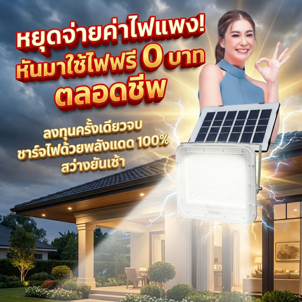 ไฟสนาม DENGO POWER BRIGHT HYBRID สีเทา_4