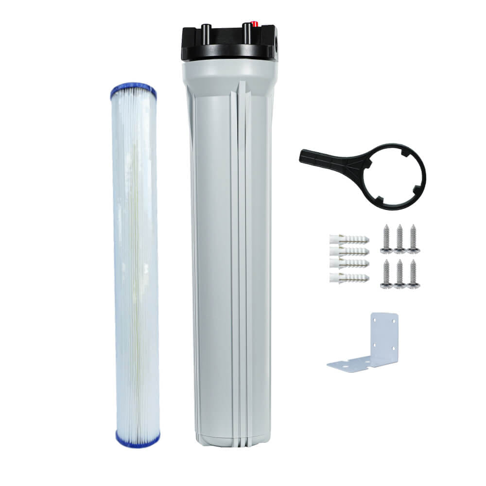 เครื่องกรองน้ำใช้ 1 ขั้นตอน WATERWAY สีเทา ขนาด 20 นิ้ว พร้อมไส้จีบ PLT 5 ไมครอน รุ่น HS20WT-PLT_0