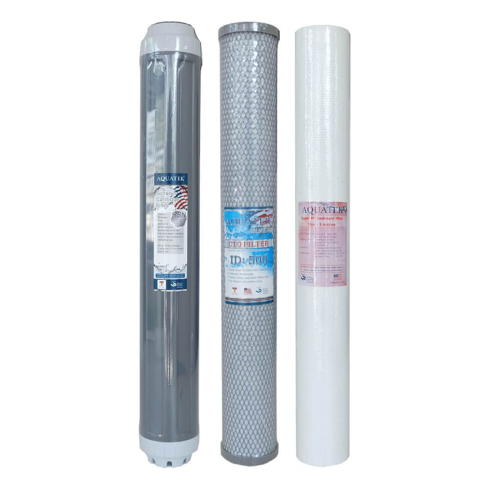 ไส้กรองน้ำ 3 ขั้นตอน PP/CTO/RESIN AQUATEK รุ่น AQ-PPCTORSN20 ขนาด 20 นิ้ว